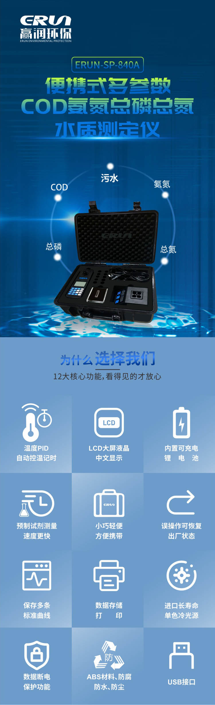 便攜式多參數(shù)COD、氨氮、總磷、總氮水質測定儀
